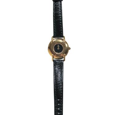 Fendi - Black Snakeskin Embossed Leather Watch w/ Gold Trim