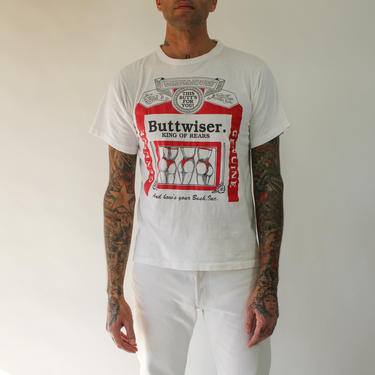 Vintage 80s Buttweiser Distressed Single Stitch Spoof Beer Tee | 100% Cotton | 1980s Budweiser Beer, Party Shirt, Funny, Super Soft T-Shirt 