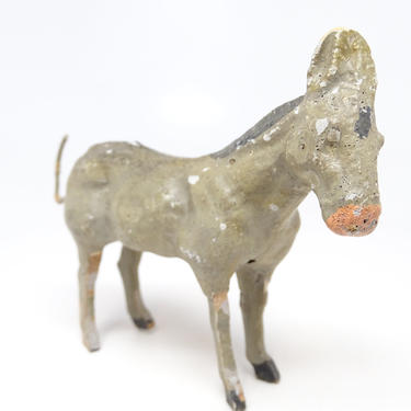 Antique 1940's German Donkey Toy, for Christmas Putz Nativity Creche, Vintage Retro Decor 