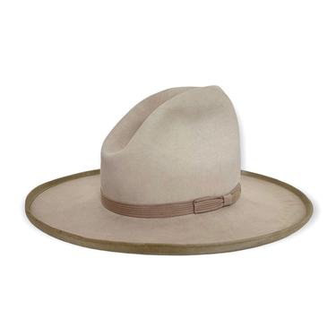Vintage TEXAS HATTERS Beaver 100 Cowboy Hat ~ size 7 1/4 ~ Western ~ Pencil Curl ~ Fur Felt ~ Wide Brim/ Bound Edge ~ Tom Mix / Gus 