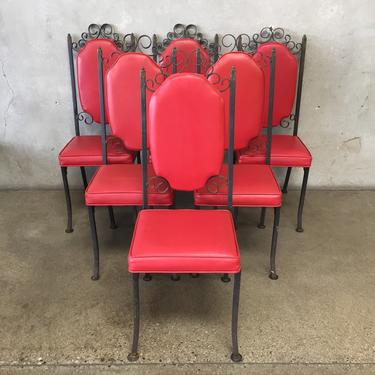 Set Of Six Spanish Revival Iron Chairs