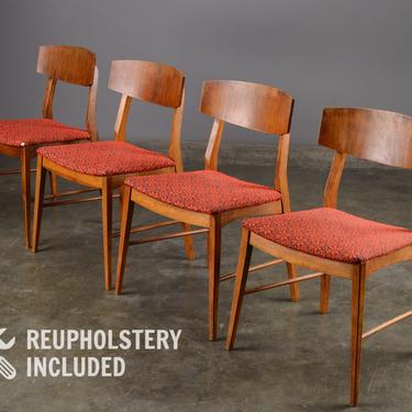 4 Mid Century Dining Chairs Walnut Vintage 