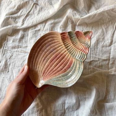 Vintage Fitz and Floyd Omnibus Multi Colored Shell Plate | Conch Seashell Trinket Dish | 1990s Decor | Coastal Decor 