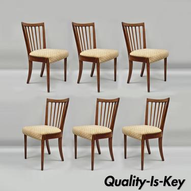 6 Vtg Mid Century Modern Cherry Spindle Back Dining Chairs by Paramount Furn.