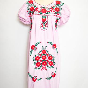 1970s Mexican Wedding Dress Embroidered Cotton S 