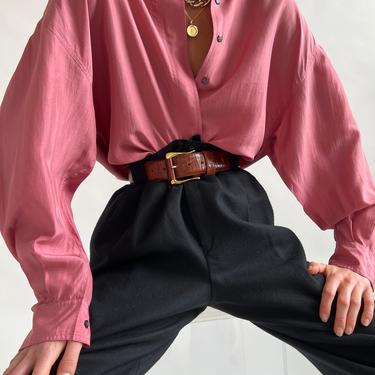 Vintage Rose Silk Long Sleeve Blouse
