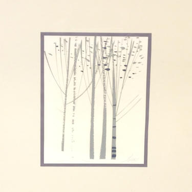Mid-Century Modern Birch Tree painting entitled &amp;quot;Tree I&amp;quot; signed by Andreas for Vanguard Studios 