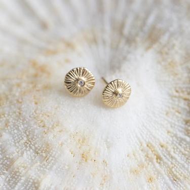 Gold Vermeil and White Sapphire Aster Studs