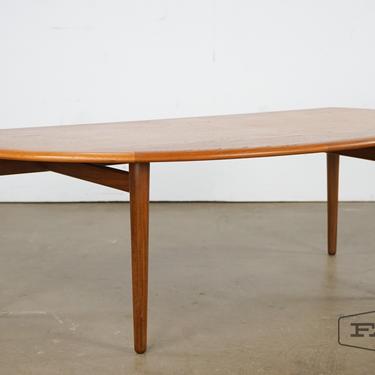 Unusual teak Danish modern half moon coffee table