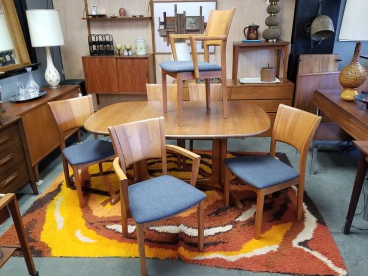 Set of six Danish Modern teak dining chairs