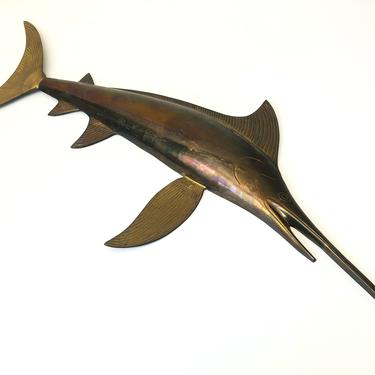 Large Vintage Brass Marlin Wall Hanging 