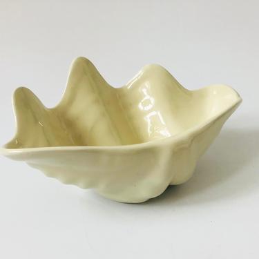 Large White Ceramic Clam Shell Bowl by Hall China 