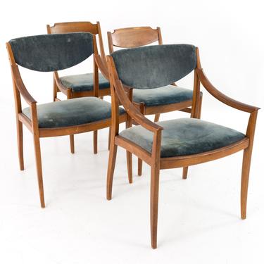 Barney Flagg for Drexel Parallels Mid Century Walnut Dining Chairs - RESTORED Set of 4 - mcm 