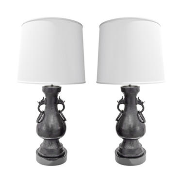 Pair of Hand-Forged Table Lamps in Wrought-Iron 1970s
