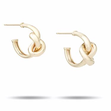 Chunky Tube Knot Hoops - Yellow Gold