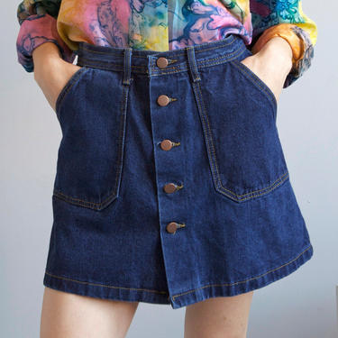Dark wash blue denim jeans mini skirt / XS / S 