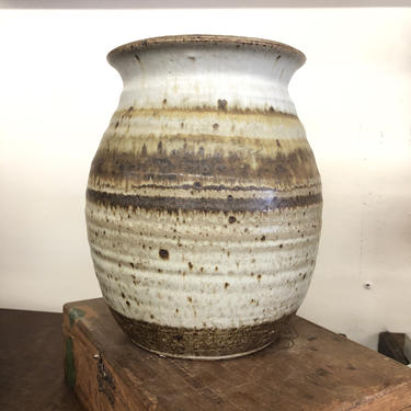 Vintage mid century modern handmade vase ceramic plant pot studio pottery Retro 
