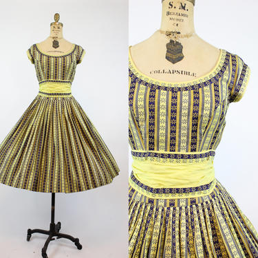 1950s Pat Premo cotton FULL SKIRT dress small | new spring 