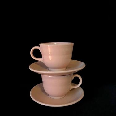 Vintage Lot of 2 Homer Laughlin Fiesta Cups and Saucers in SOFT PINK Color Mid Century Modern Color MCM 