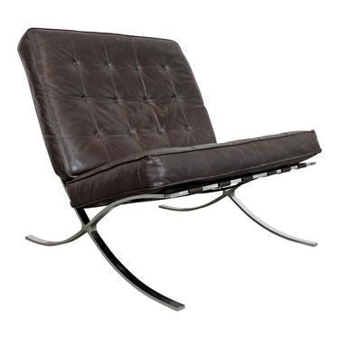 Mid-Century Modern Barcelona Style Chrome Lounge Chair 
