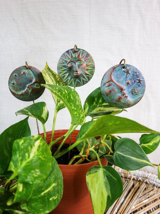 Vintage 90s Sun Moon Stars Houseplant Stakes Celestial Home Decor Gift For Plant Lover Or From Forest Fathers Of Portland Attic - Celestial Sun Moon Home Decor