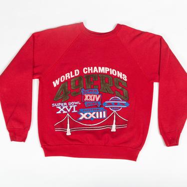 80s 90s San Francisco 49ers Super Bowl Sweatshirt - Medium | Vintage Unisex Red NFL Football Pullover 