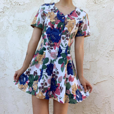 Vintage 90's Wet Seal Floral Button Up Dress Made in USA 