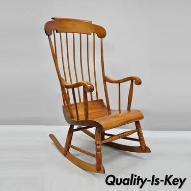 Vintage Nichols &amp; Stone Cherry Wood Spindle Back Colonial Rocker Rocking Chair