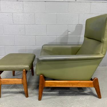 Mid-Century Modern Recliner and Ottoman by Folke Ohlsson for Dux in Teak