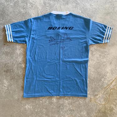 Vintage Jerzees by Russell Boeing Baseball Ringer Graphic T-shirt Tee 