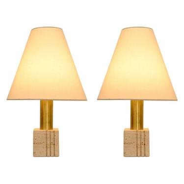 Italian Travertine Table Lamps