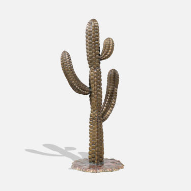 Vintage Life Size Bronze Cactus Sculpture
