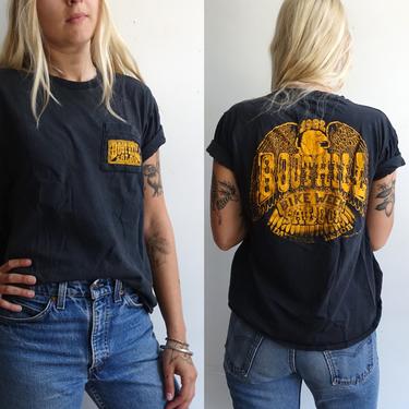 Vintage 1982 Bike Week Pocket T Shirt/ 1980s Black Boot Hill Saloon Motorcycle Shirt/ 80s Biker Daytona Beach/ Size Small 