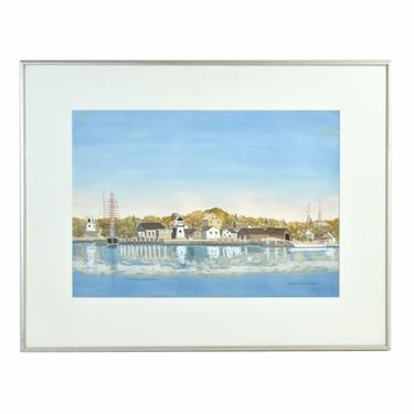 1984 Mystic Seaport Watercolor Painting signed Lydia Reviore Wing-Taylor 