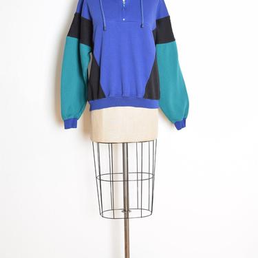 vintage 80s sweatshirt hoodie Pierre Cardin color block over sized top shirt L XL clothing 
