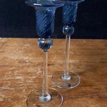 Pair of Arreso Glas Candlestick Holders Danish Modern Glass 