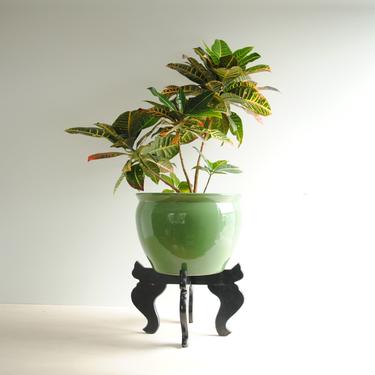 Vintage Black Wood Plant Stand, Chinese Collapsible Wooden Plant Stand 
