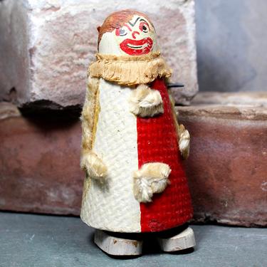 UNIQUE Christmas Clown Toy - Wooden Clown Ornament - Circa 1940s/1950s - Vintage Christmas Clown | FREE SHIPPING 
