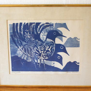 Mid Century Modern Seagull Wood Block Print by Alec Cowan