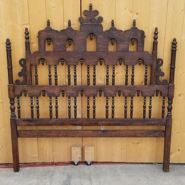 Vintage King Size Pagoda Headboard Spanish Revival Spindle Hand Carved