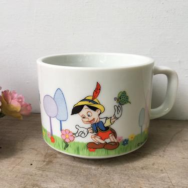 Vintage 70s Pinocchio Coffee Cup, Walt Disney Productions, Character Coffee Mug Tea Cup, Made In Japan 