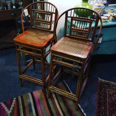Pair of French rattan bamboo bar stools. Fragile. $100