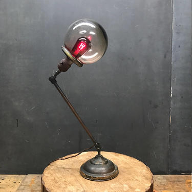 Old Victorian Brass Articulate Bubble Ball Industrial Table Lamp 