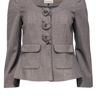 Rebcca Taylor - Grey Cropped Jacket w/ Rosette Buttons Sz 6