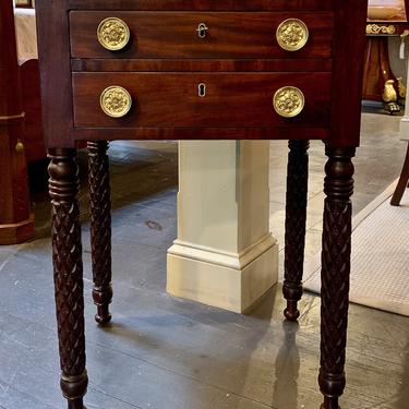 New Arrival - Classic 2 Drawer Stand in Mahogany with Diamond Carved Legs &amp; Original Brass Knobs, Circa 1820