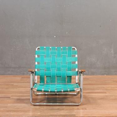 Retro Aqua &amp; Aluminum Folding Beach Chair – ONLINE ONLY