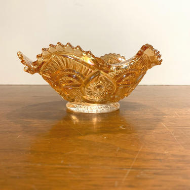 Antique Imperial Glass Twins Marigold Carnival Glass Small Bowl 