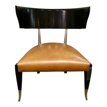Caracole Modern Cognac Leather Klismos Chair