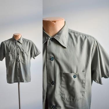 Vintage Green Pinstriped Work Shirt 