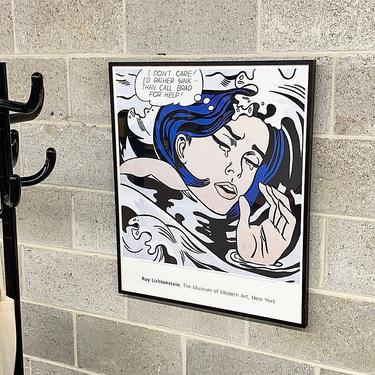 Vintage Roy Lichtenstein Drowning Girl Print 1990s Retro Size 27x23 The Museum of Modern Art + MOMA + Reproduction + Pop Art + Wall Decor 